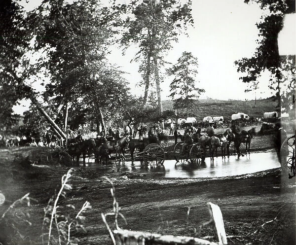 Federal battery fording a tributary of the river Rappahannock on battle day, Cedar Mountain