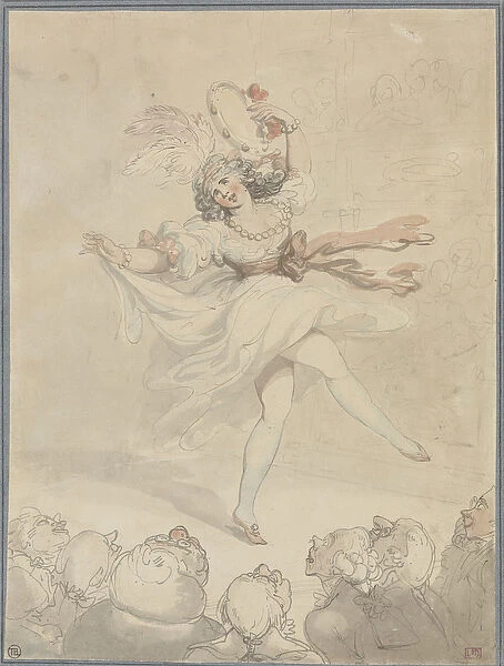 Female Dancer with a Tambourine, 1790-95 (w  /  c with pen & inks and graphite on paper)
