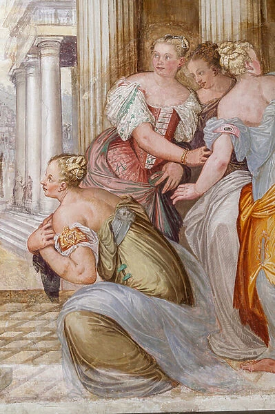 Female figures, detail of The Clemency of Scipio, Room of the fireplace, c. 1560-65 (fresco)