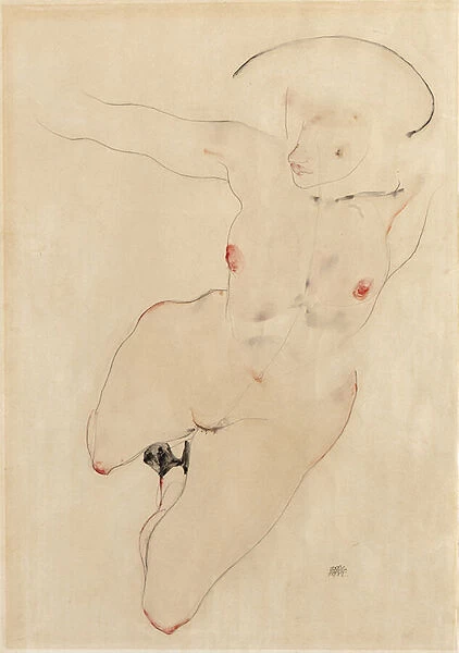 Female nude, 1912 (w  /  c & pencil on paper)