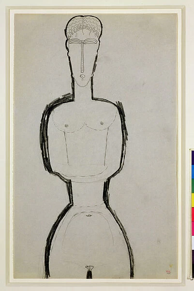 Female Nude, c. 1910-13 (black crayon on paper)