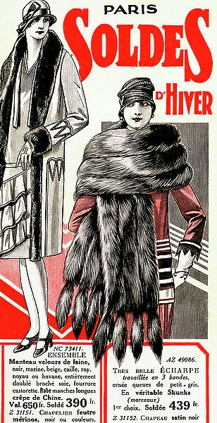 Feminine animal fur ornaments, between 1920 and 1930 (illustration)