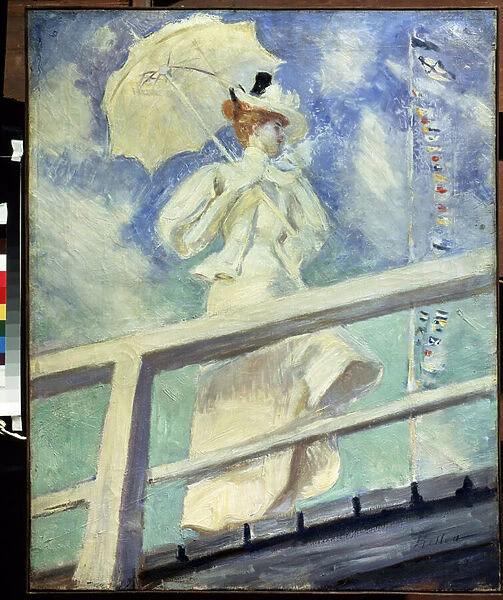 Femme en blanc. Peinture de Paul Cesar Helleu (1859-1927). Huile sur toile Impressionnisme. Dim : 82x66cm. Musee Pouchkine, Moscou