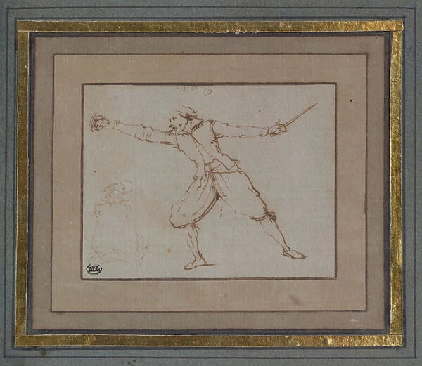 A Fencer, 1766 (pen & ink on paper)