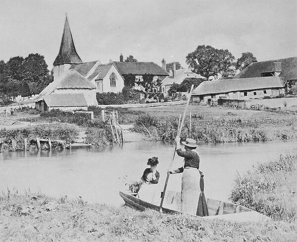 Ferry across the Arun at Bury, Sussex (b  /  w photo)