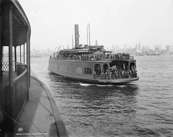 A ferry boat, New York, c. 1900 (b  /  w photo)