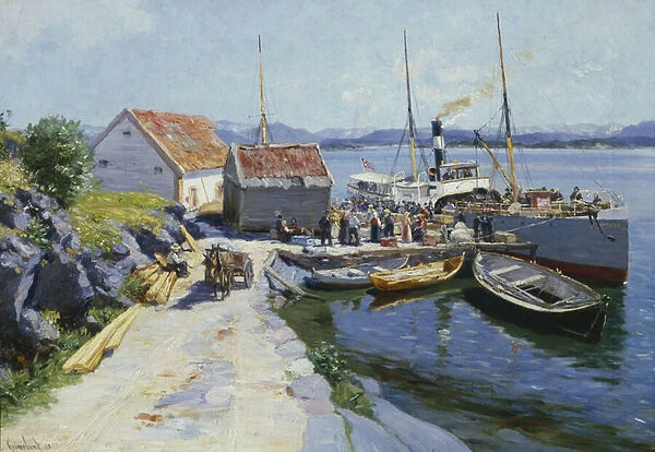 Ferry wharf in western Norway, 1890 (oil on canvas)