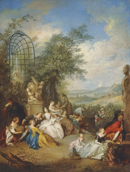 A Fete Champetre during the Grape Harvest, (oil on canvas)