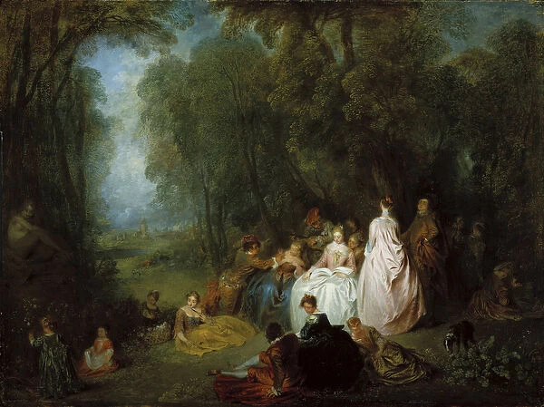 Fete champetre (Pastoral Gathering), 1718-21 (oil on panel)