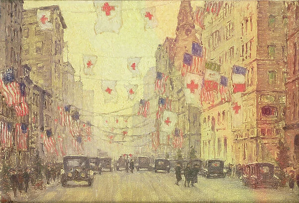 Fifth Avenue in the Armistice Winter, 1918-19 (oil on canvas)