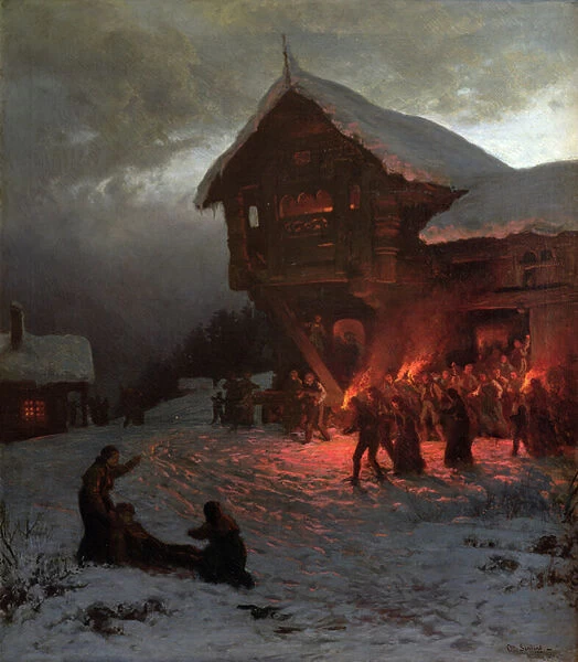 Fight at a Christmas Feast, 1874 (oil on canvas)