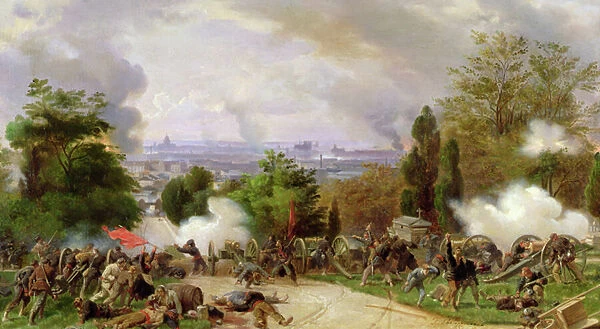 Fighting in the cemetary of Pere Lachaise in 1871 (oil on canvas)
