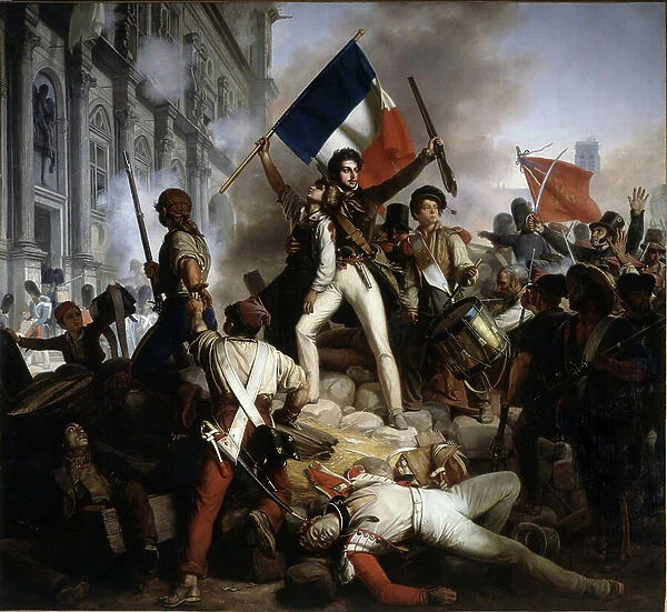 Fighting at the Hotel de Ville, 28 July 1830, 1833 (oil on canvas)