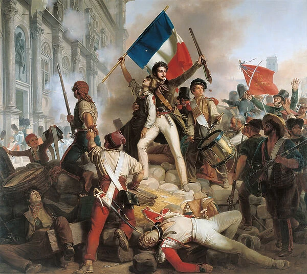 Fighting at the Hotel de Ville, 28th July 1830, 1833 (oil on canvas)