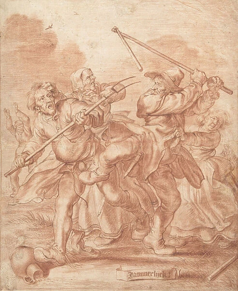 Fighting Peasants, 1600-62 (chalk on paper)