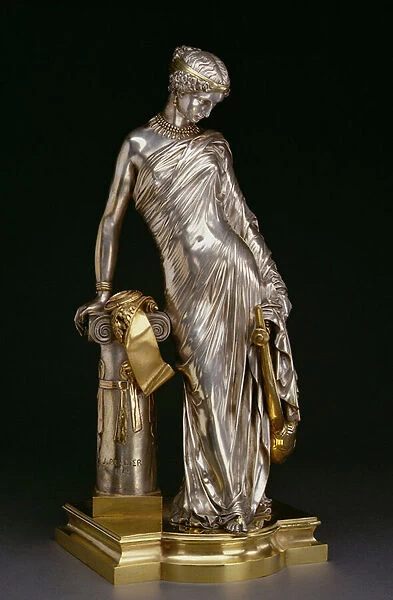 Figure of Sappho Standing, 1848 (silvered and gilt bronze)