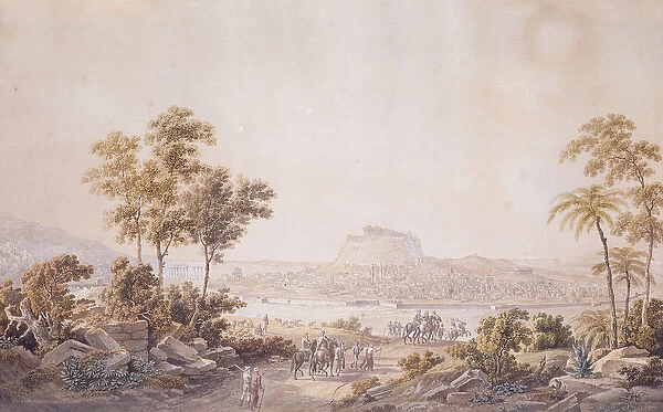 Figures Approaching the City of Athens, Greece, c. 1800 (pencil