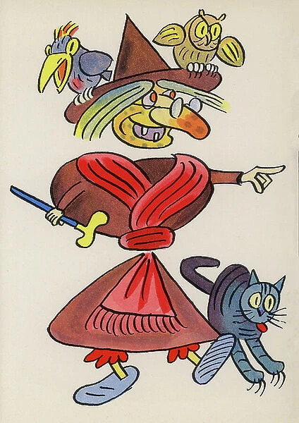 Figures from Children's Books: Witch (colour litho)