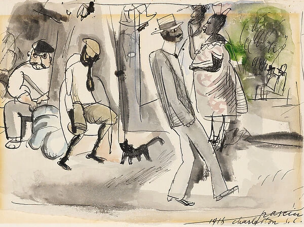 Figures in a Park, Charleston, South Carolina, 1916 (w  /  c on paper)