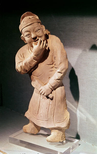 Figurine of an actor whistling, from Jiaozuo, Henan, Yuan Dynasty (1271-1368) (terracotta)