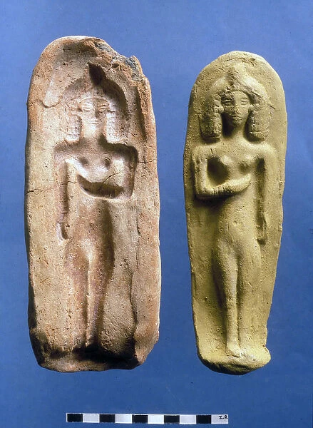 Figurine of a fertility goddess and the mould from which it was cast, c