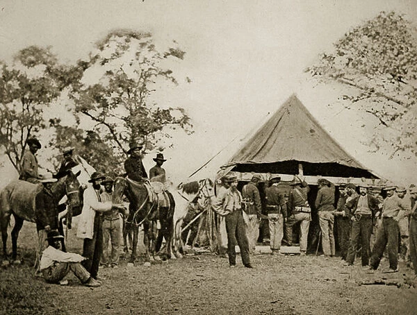 Filling their Canteens, 1861-65 (b  /  w photo)