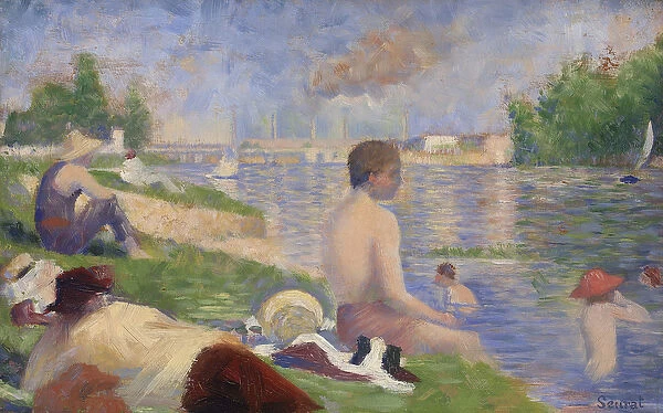 Final Study for Bathers at Asnieres, 1883 (oil on panel)