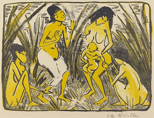 Finding of Moses (Auffindung des Moses), c. 1920 (lithograph in black and gold)