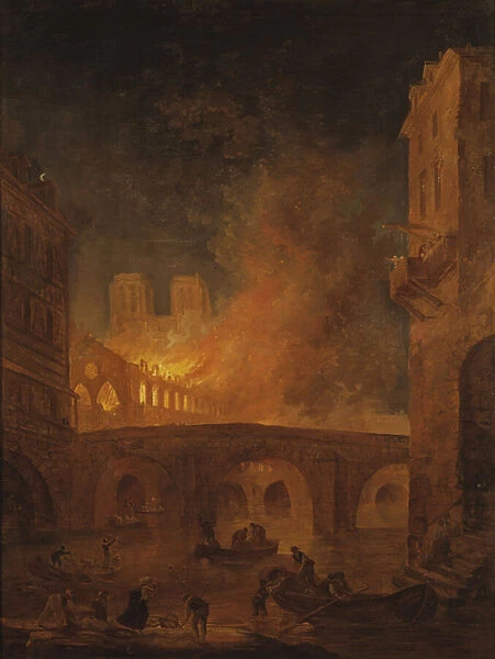 The Fire of Hotel-Dieu in Paris, by Robert, Hubert (1733-1808)