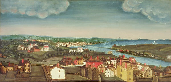Fireboard depicting a view of Beverly, 1800-20 (oil on panel)