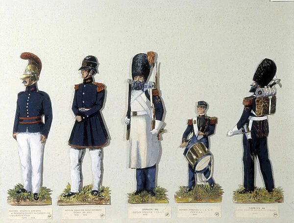 Firefighter uniforms 1840 - 1875 - decoupages, Museum of Fontainebleau