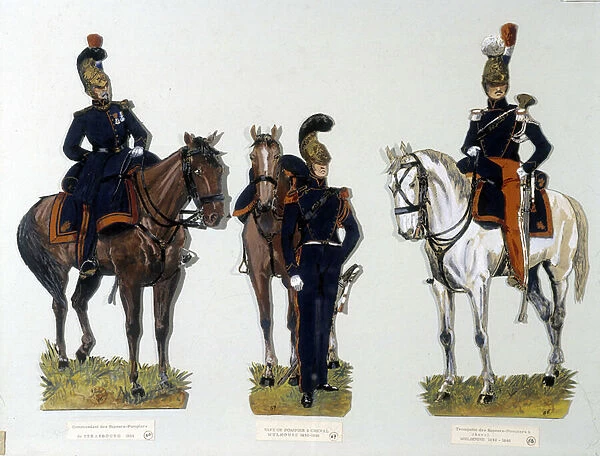 Firefighter uniforms 1869- 1888 - decoupages, Museum of Fontainebleau