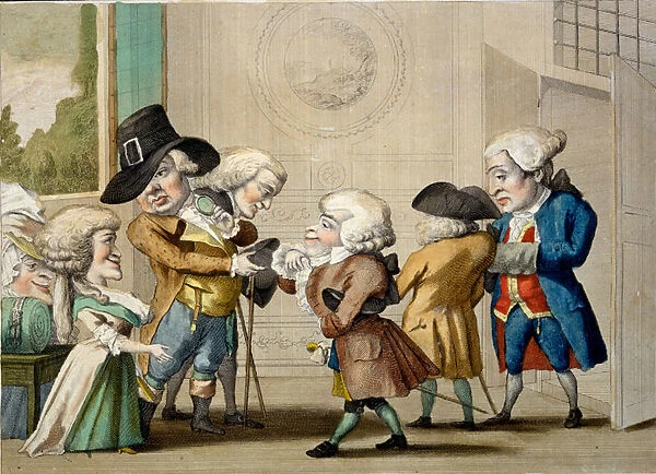 The First Approach, c. 1790 (hand-coloured engraving)