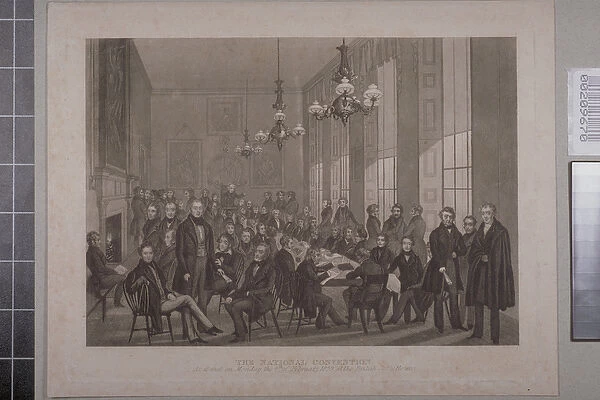 First Chartist Meeting, British Coffee House on Cockspur Street, 1839 (engraving)