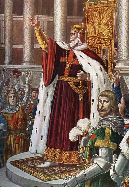 First Crusade (1096-1099): 'The Doge of Venice Vitale Falier preaching the crusade in the new Basilica of St. Mark in Venice, Italy, 1095'
