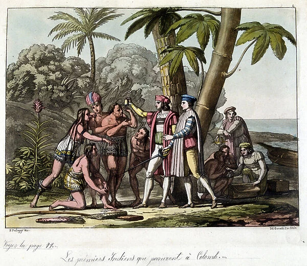 The first Indians who appeared in Columbus - in 'The Old and Modern Costume'by Dr. Jules Ferrario, 1819-1820 ed. Milan