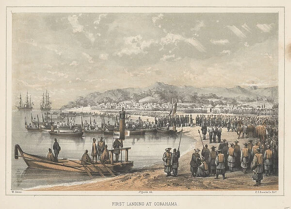 First Landing at Gorahama, 1855 (colour litho)