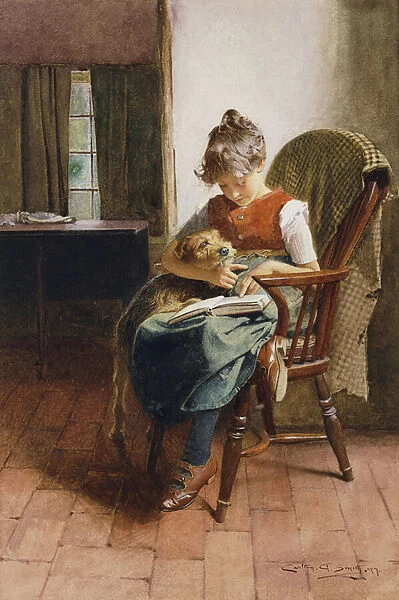 The First Lesson, 1897 (watercolour heightened with white, on card)