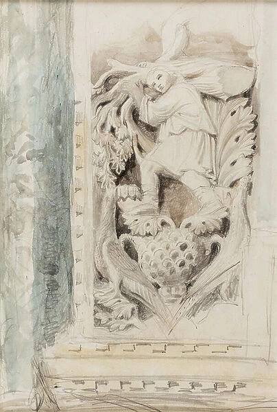 First of the Month's Sculptures, St Mark's, Venice, 1840 (pencil & w / c on card)