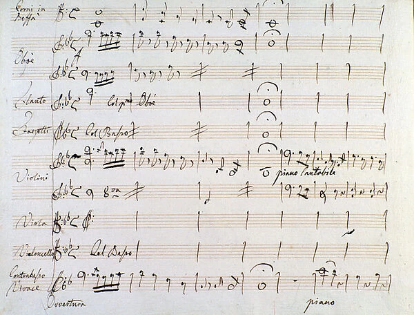 First page of musical score of minuet in Armida by J Haydn (1784)