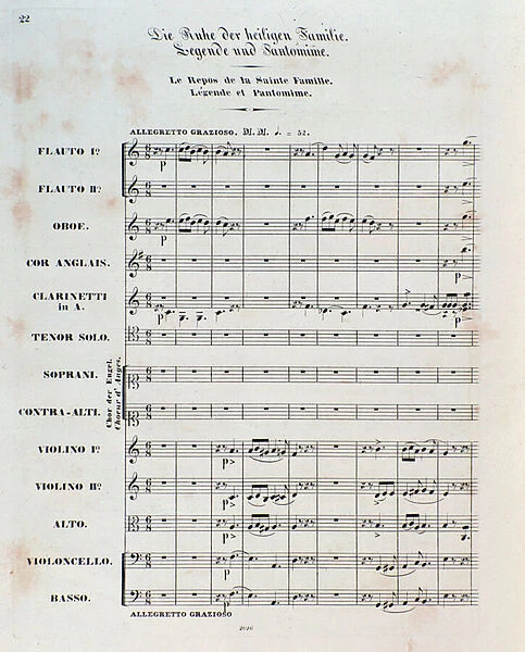 First page of the score for The Flight Into Egypt, op. 25, overture by Hector Berlioz