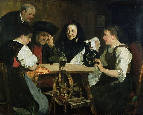 The First Sewing Machine, 1876 (oil on canvas)