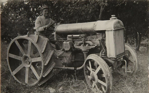 First tractor (b  /  w photo)