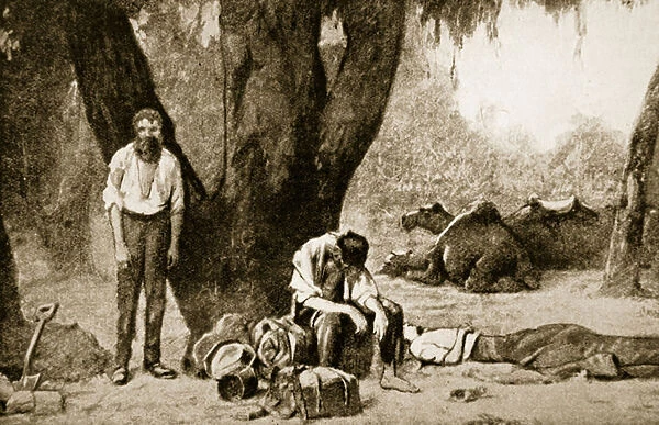 The First White Man to cross Australia from South to North (litho)