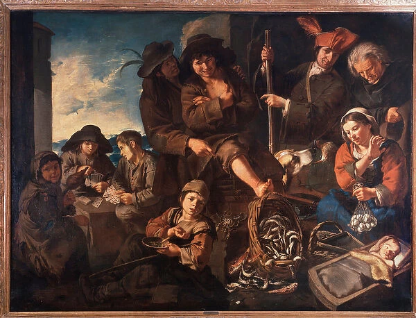 The Fish Merchants (oil on canvas, 18th century)
