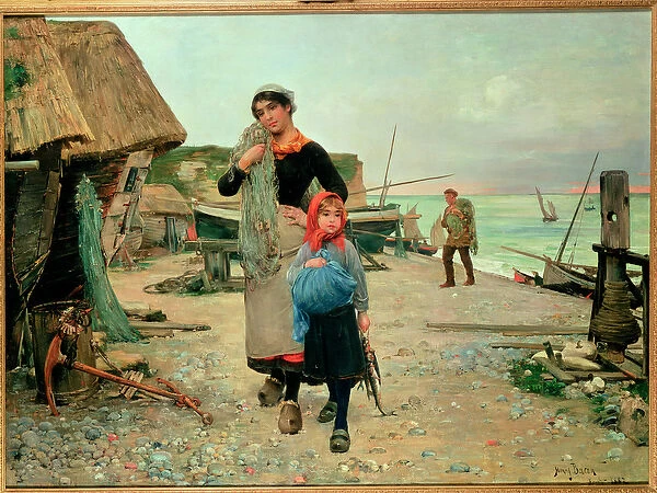 Fisherfolk Returning with their Nets, 1882 (oil on panel)