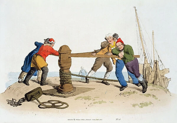 Fishermen at a Capstan, from Costume of Great Britain