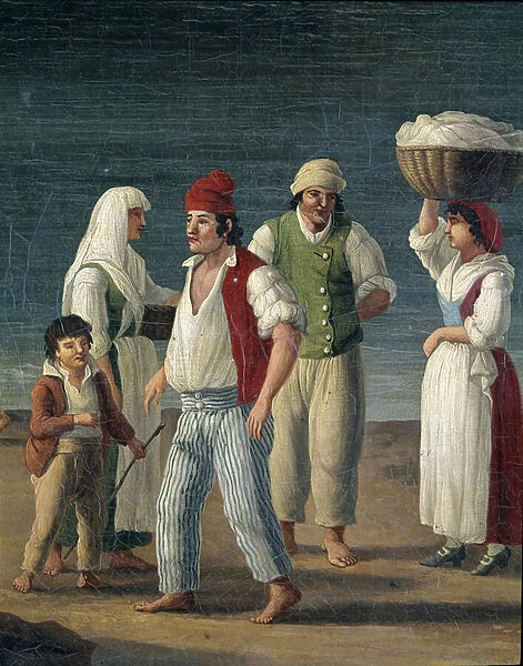 Fishermen and peasant women from Barletta, Italy - Detail Painting by Jacob Philipp