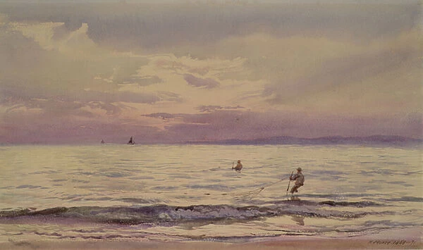 Fishermen Working at Sunset, 1868-71 (w  /  c on paper)