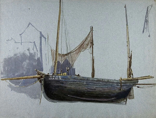 Fishing Boat 57BX (w  /  c and bodycolour on tinted paper)